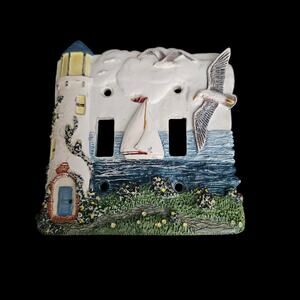 Vintage Coastal Lighthouse Sailboat Seagull Resin Wall Outlet Cover